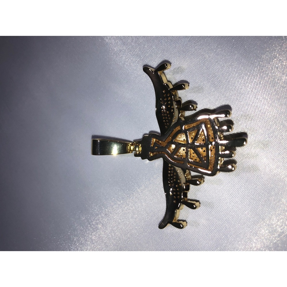 Gold Iced Out Money Bag Angel Wings Pendant Dripping Hip Hop CZ Charm - Picture 2 of 2